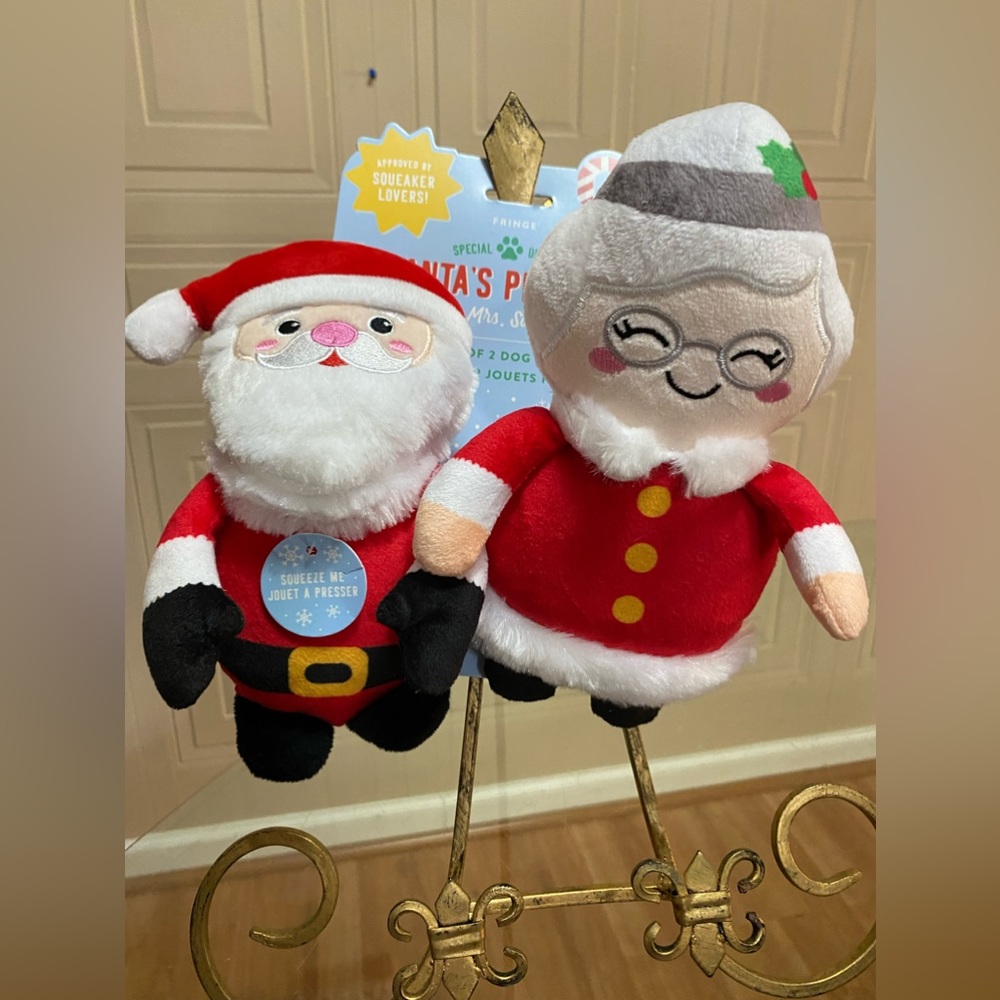 - Fringe  Santa’s  Shop Set Of 2 Little Toys With Mr. And Mrs Santa Squeake 8”